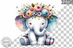 Floral Crown Elephant Sublimation - Clipart Bundle Product Image 3