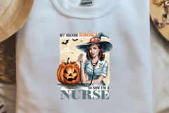 Vintage Halloween Nurse My broom broke so now I am a nurse Product Image 2
