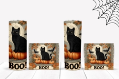 Boo Halloween Tumbler, Halloween Cat Tumbler Wrap Design Product Image 2