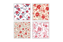 Red Shabby Chic Floral Digital Paper Product Image 2