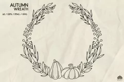 Autumn Pumpkin wreath SVG PNG EPS Product Image 2