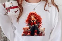 Cute Christmas Little Girl Sublimation Clipart Product Image 2