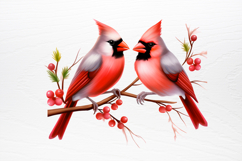 Christmas Cardinal Watercolor Clipart PNG Product Image 2