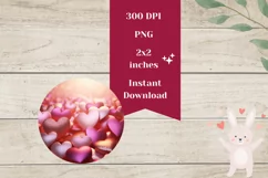 3D Love Round Earring PNG, 3D Hearts Earrings Sublimation Product Image 2
