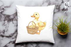 Cute Duck With Basket Clipart Sublimation PNG Product Image 2