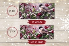 Cartoon Christmas Bird Mug Design, Winter Berries Mug Wrap Product Image 2