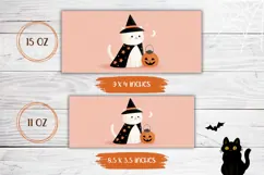 Cartoon Halloween Cat Mug Wrap, Kawaii Pumpkin Mug Design Product Image 2