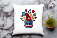 Patriotic Crochet Flower Vase Clipart Sublimation PNG Product Image 2