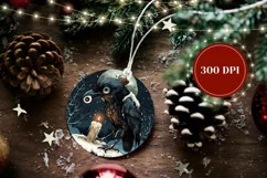 Spooky Crow Ornament, Merry Christmas Ornament PNG Product Image 2