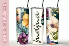 Flowers Mama Watercolor 20Oz Tumbler Sublimation Wrap Product Image 1