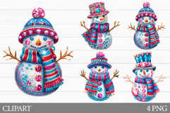 Sparkling Snowman Clipart. Snowman Christmas Clipart Product Image 1