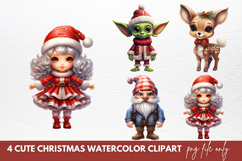 Cute Christmas Watercolor Clipart Sublimation PNG Product Image 1