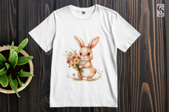 Cute Bunny Holding Flowers clipart sublimation png Product Image 2