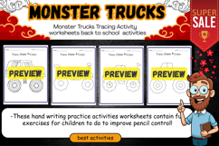 Monster Trucks Tracing Activity worksheet activities Product Image 2