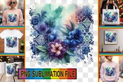BLISSFUL TSHIRT Sublimation PNG, Watercolor Pattern Product Image 1