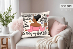 Afro Girl /Woman braided hair Pillow Design, Black Queen PNG Product Image 1