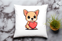 Cute Puppy Holding Heart Clipart Sublimation PNG Product Image 3