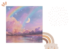 Glitter Pillow Case Design, Rainbow Pillow Sublimation PNG Product Image 2