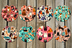 Modern pets | 8 Cartoon Car coaster &amp; key chain designs Product Image 2
