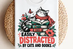 Fully Booked Cat Lover PNG, Cozy Cats and Books Reader PNG, Product Image 2