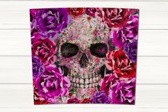 Halloween Gothic Skull and Flowers | Skinny tumbler design Product Image 2