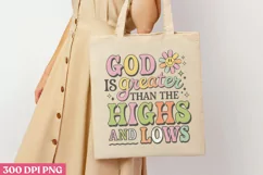 God is greater than the highs and lows PNG, Retro Christian Product Image 2