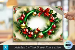 Holiday Wreath Vintage Charm Cutting Board PNG Design Product Image 1