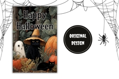 Cartoon Pumpkins Garden Flag, Halloween Cat Garden Flag Product Image 2