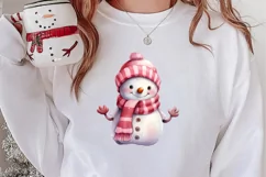 Pink Christmas Snowman Clipart, Christmas PNG Product Image 2