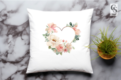Soft Floral Heart Wreath Clipart Sublimation PNG Product Image 3