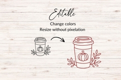 Hand Drawn Fall Coffee Cup With Pumpkin SVG Product Image 2