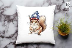 Cute Squirrel Patriotic Hat Watercolor Clipart PNG Product Image 2