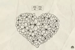 Flower heart SVG PNG EPS line drawing Product Image 2
