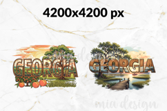 Georgia State PNG, Vintage Peach State Botanical Sublimation Product Image 2