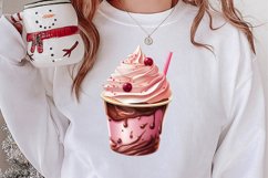Pink Christmas Coffee Sublimation Clipart, Christmas PNG Product Image 2