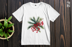Red Berry Pine Branch Clipart Sublimation PNG Product Image 2