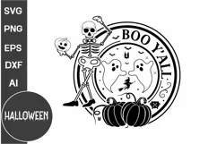 Boo Y'all Round Sign SVG Design | Halloween SVG Design Product Image 1