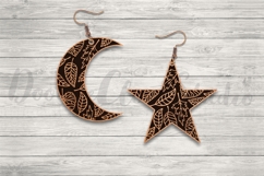 Moon and Star Leaves Earrings SVG Laser Cut. Leaves Jewelry Product Image 2