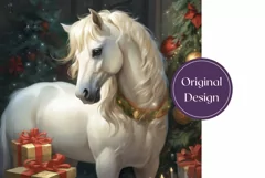 Christmas Horse Tumbler Wrap, Christmas Tree Tumbler PNG Product Image 2