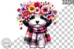Dog With Flowers Sublimation - Clipart PNG Design Product Image 1