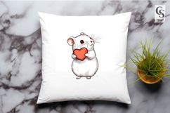 Cute Hamster Holding Heart Clipart Sublimation PNG Product Image 3