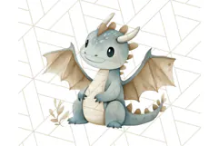 Watercolor Baby Dragon Clipart, Cute Nursery Fantasy PNG Product Image 4