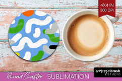 Abstract Doodle Round Coaster - Modern Texture Coaster PNG Product Image 1