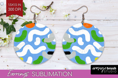Abstract Doodle Round Earrings - Modern Texture PNG Product Image 1