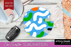 Abstract Doodle Car Coaster - Modern Texture Coaster PNG Product Image 1