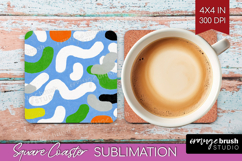Abstract Doodle Square Coaster - Modern Texture Coaster PNG Product Image 1