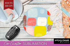 Abstract Doodle Car Coaster - Modern Texture Coaster PNG Product Image 1