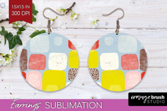 Abstract Doodle Round Earrings - Modern Texture PNG Product Image 1