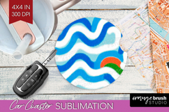 Abstract Doodle Car Coaster - Modern Texture Coaster PNG Product Image 1