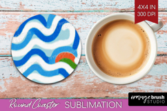 Abstract Doodle Round Coaster - Modern Texture Coaster PNG Product Image 1